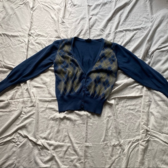 argyle button up cardigan sweater - Picture 3 of 6